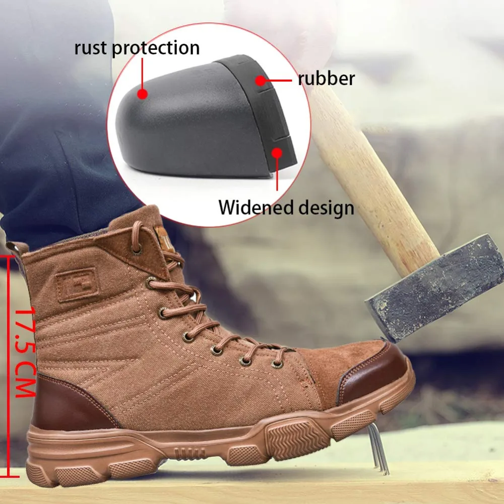 Steel Toe Work Shoes Safety Boots Men Non Slip Work Sneakers Men Safety Shoes ConstructionShoes Anti-Puncture Security Shoes