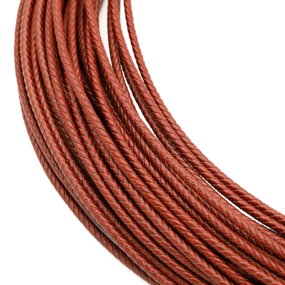 

10 Meters Genuine Leather Rope Vintage Red Braided Leather Cord DIY Keychain Bracelet Backpack Strap Jewelry Making Accessories