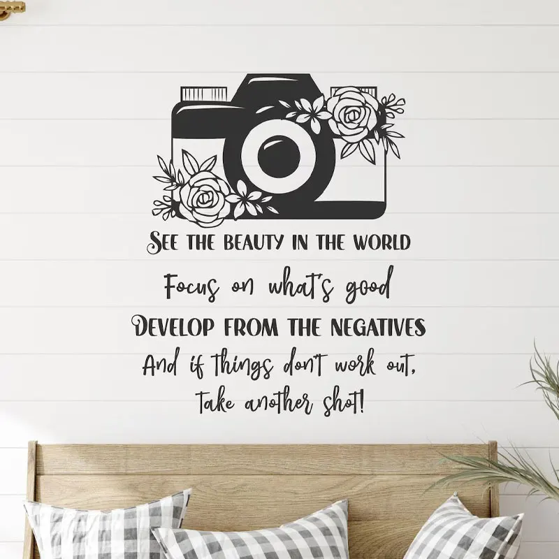 

Camera Wall Decal Photographer Quotes Vinyl Sticker Interior Photo Studio Decor See The Beauty in The World, Removable Q169