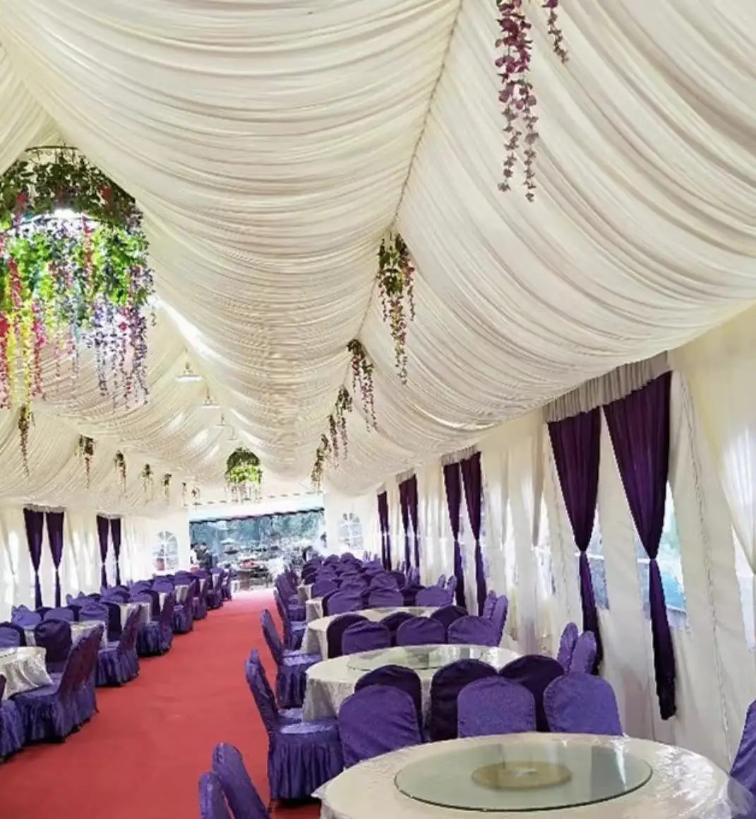 5 Pieces/lot 5m X 2.5m White Wedding Ceilling Panels Luxury Event Party Hotel Church Canopy Ceiling Drapery for Roof Decoration