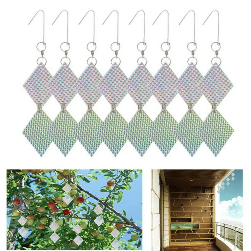 

Bird Scare Devices 8PCS Double-Sided Bird Reflectors to Keep All Birds Away Patio Fence Garden Porch Décor Accessories