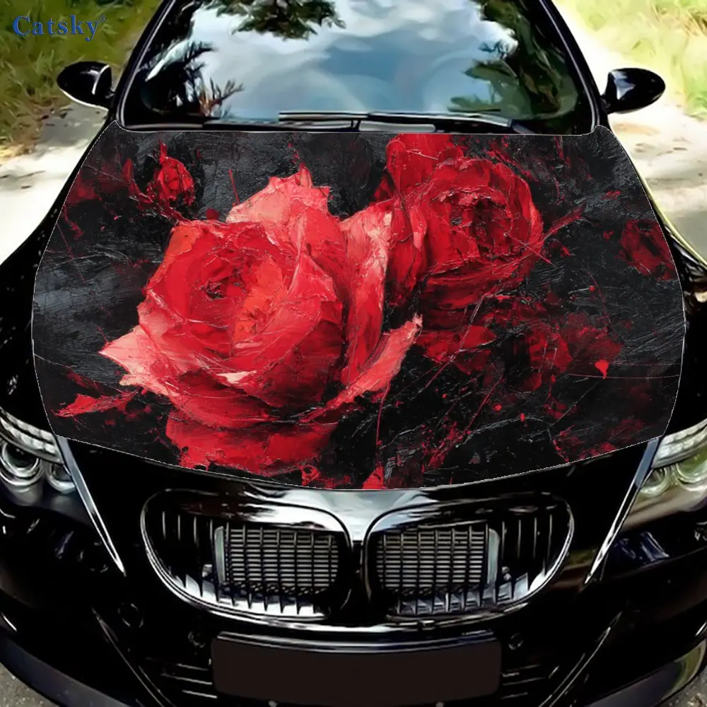 

Gothic Red Roses Car hood decals, car cover decorative stickers, and vinyl wraps for cars, SUVs and trucks. Self-adhesive, water