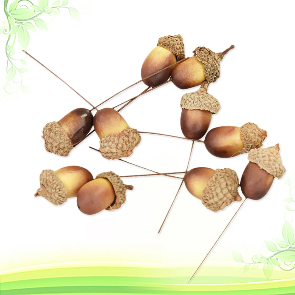 

10Pcs Decorative Acorns Set Realistic Fake Nuts for DIY Table Display Photo Props Holiday Party Festive Home Kitchen Garden