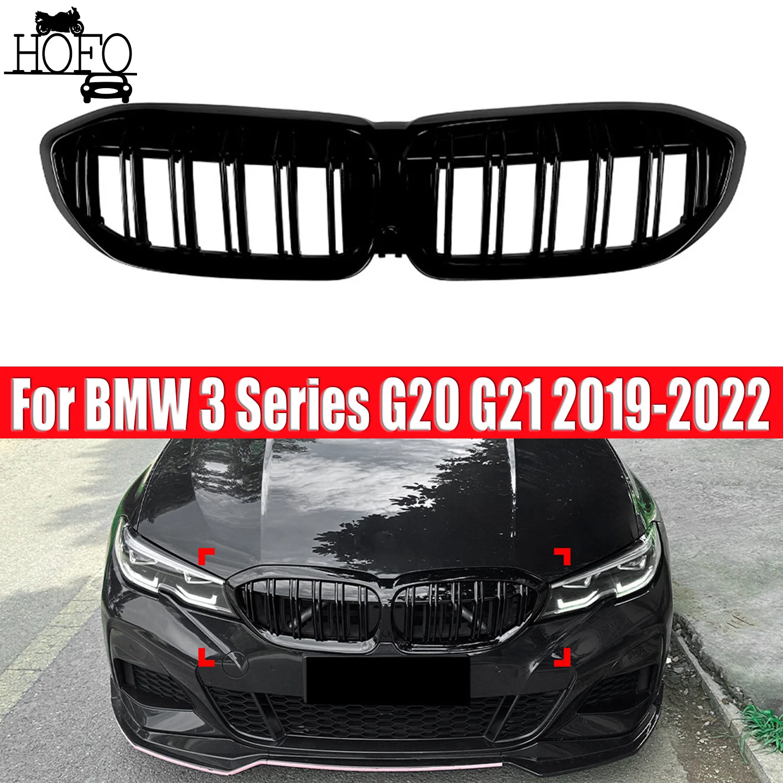 

For BMW 3 Series G20 G21 2019-2022 Front Radiator Grid Grille Kidney Grill Tuning Mesh