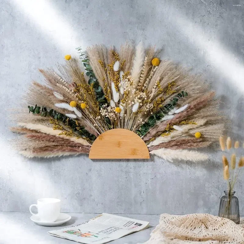 

Decorative Flowers Pampas Grass & Preserved Decor Wreath Home Decoration Pieces Wall Hanging Boho Natural | Dired