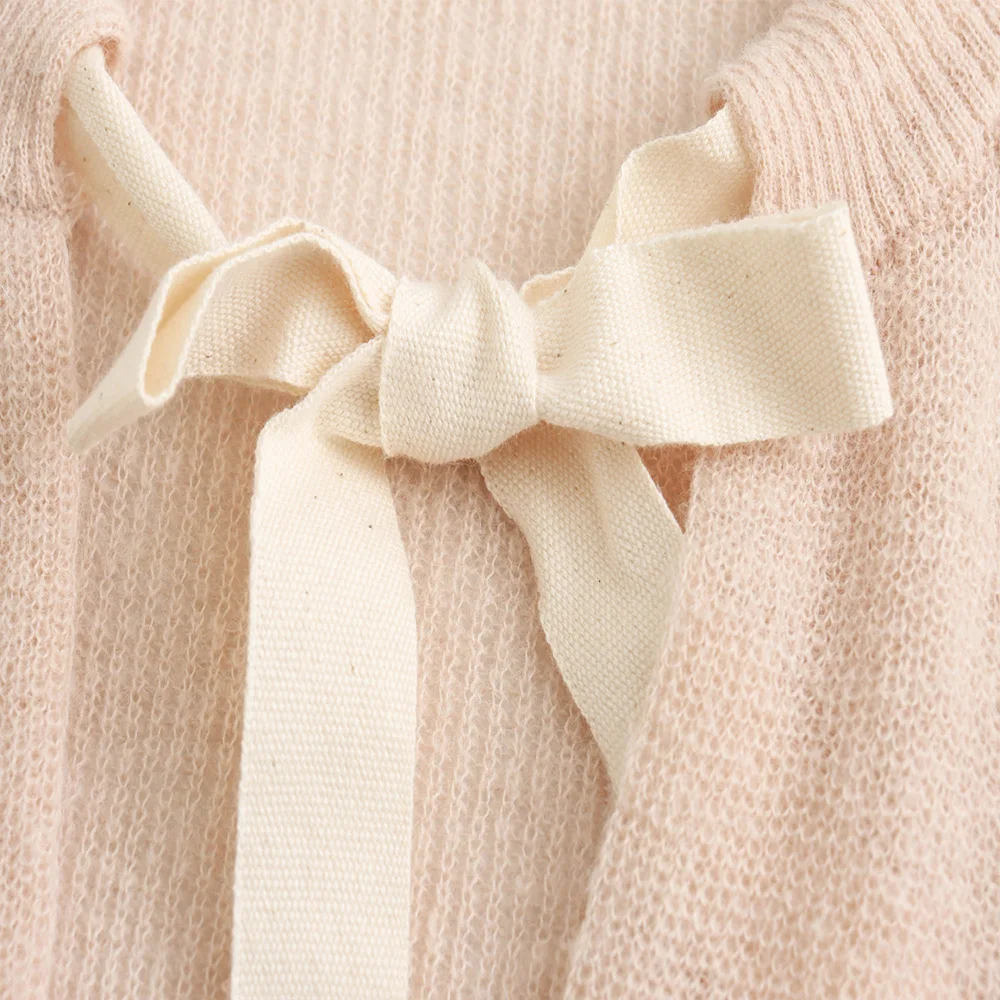 ZATT 2024 Summer New Collection Fashion Sweet Easy Match Solid Elegant Round Neck Bow Design Women Cardigan Knit Sweater Coat