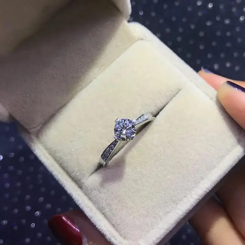 Cincin berlian kristal mewah perak Sterling 925 untuk wanita, cincin pesta mode, perhiasan hadiah Natal