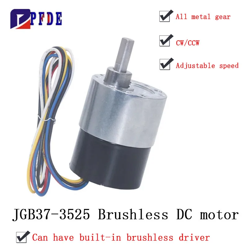 

JGB37-3525 Brushless DC Deceleration Motor, Low-Speed PWM Speed Regulation Micro High Torque 5 Wire Motor 12V 24V