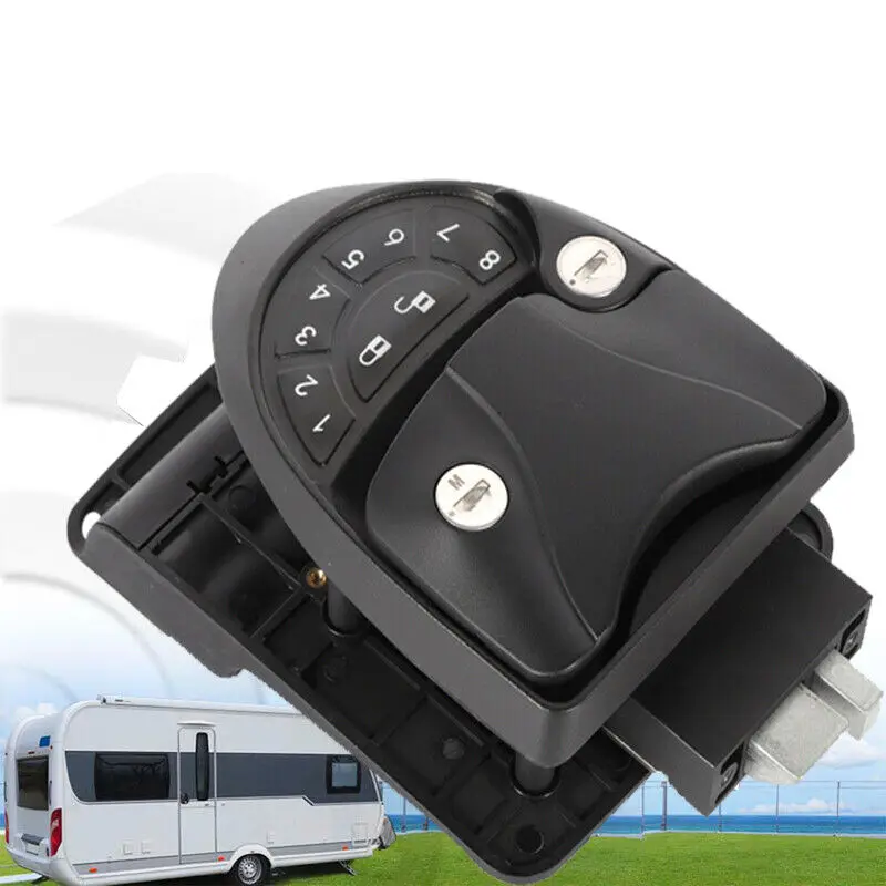 RV Keyless Entry Door Lock Handle Latch with Remote Controller and Keypad for Trailer Caravan Camper