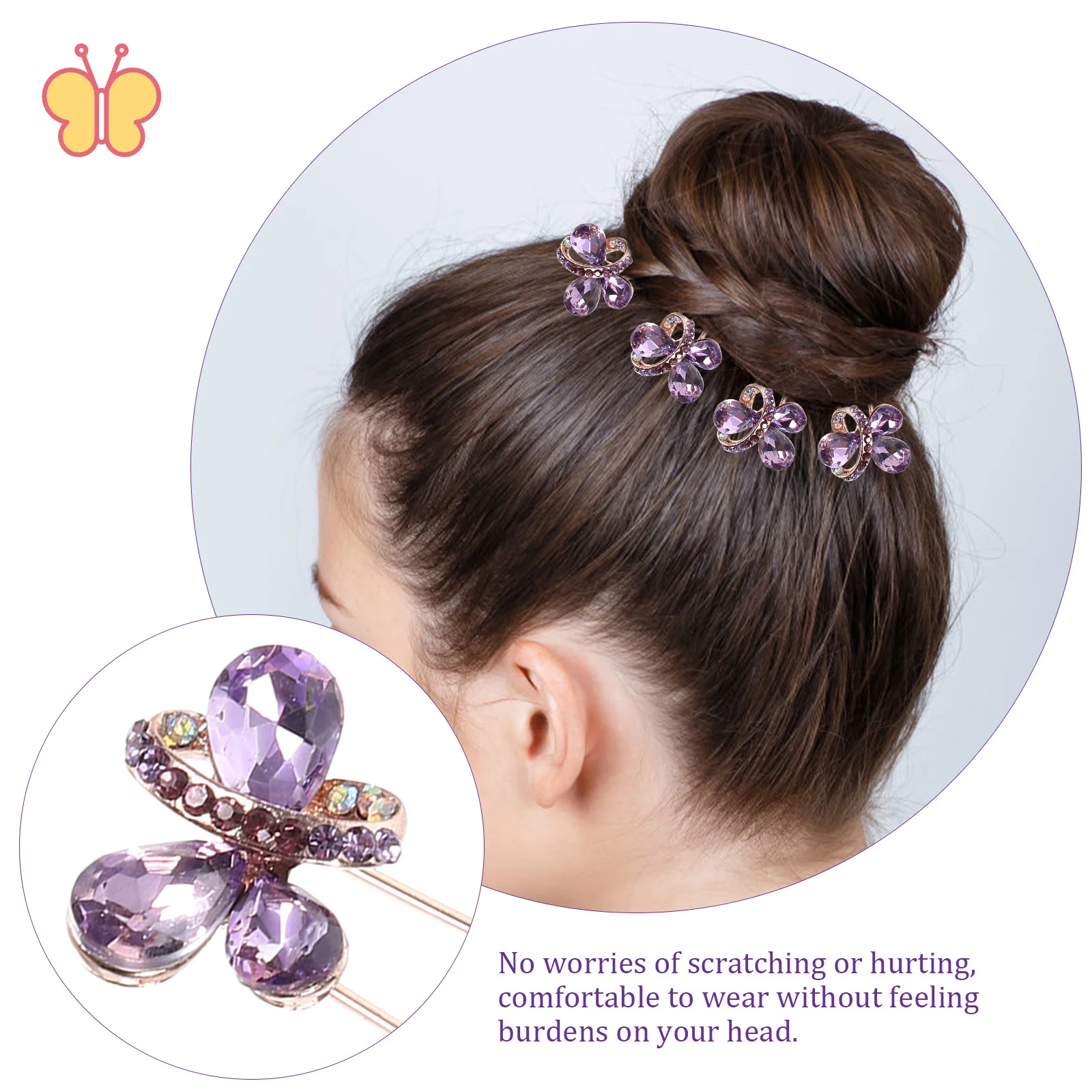 

4pcs Crystal U Shape Rhinestone Pin Bridal Wedding Rhinestone Fork Hair Accessories Women Decorative Hair Fork