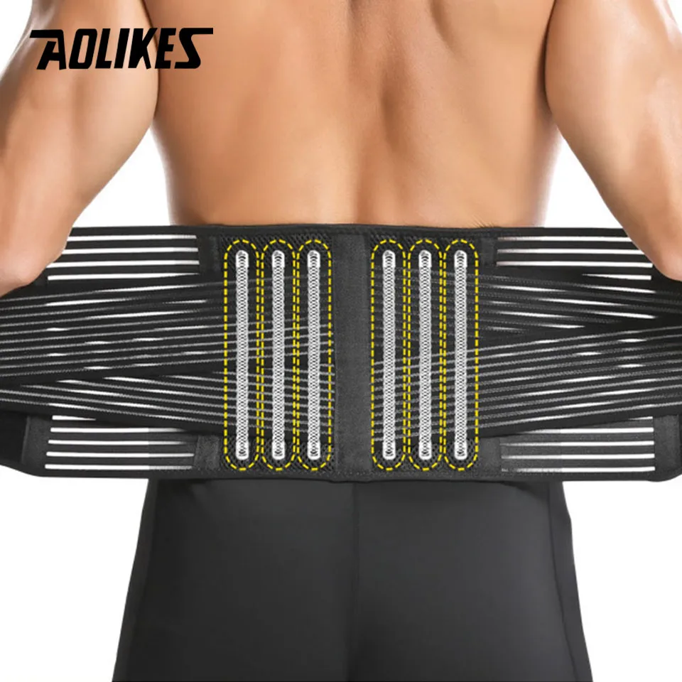 AOLIKES New Back Brace for Lower Back Pain Relief with 6 spring, Back Support Belt for Women & Men Work, Waist Lumbar Breathable