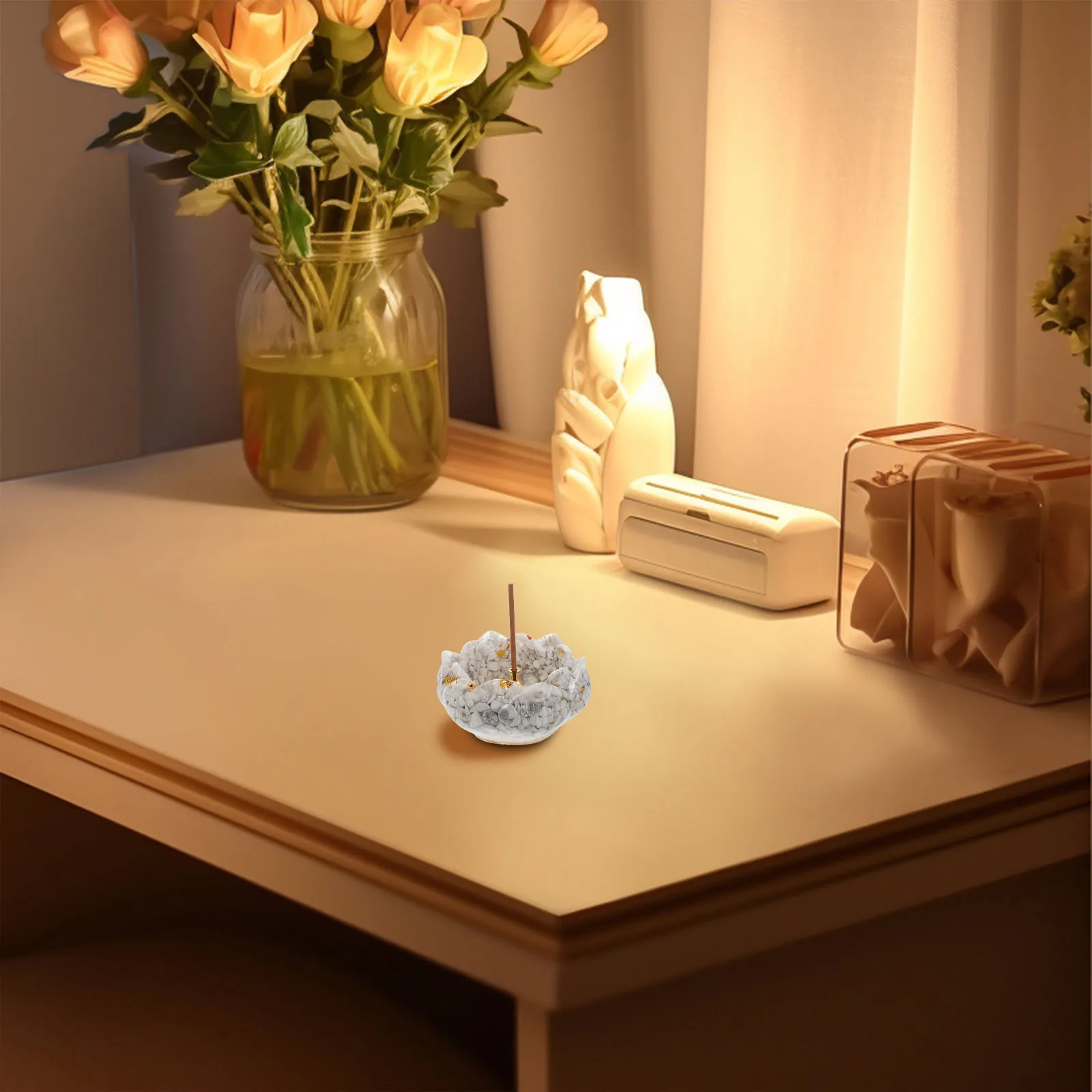 

1Set Lotus Incense Holder Elegant Flower Shaped Design for Home Yoga Spa Meditation Aromatic Experience Stable Base Robust