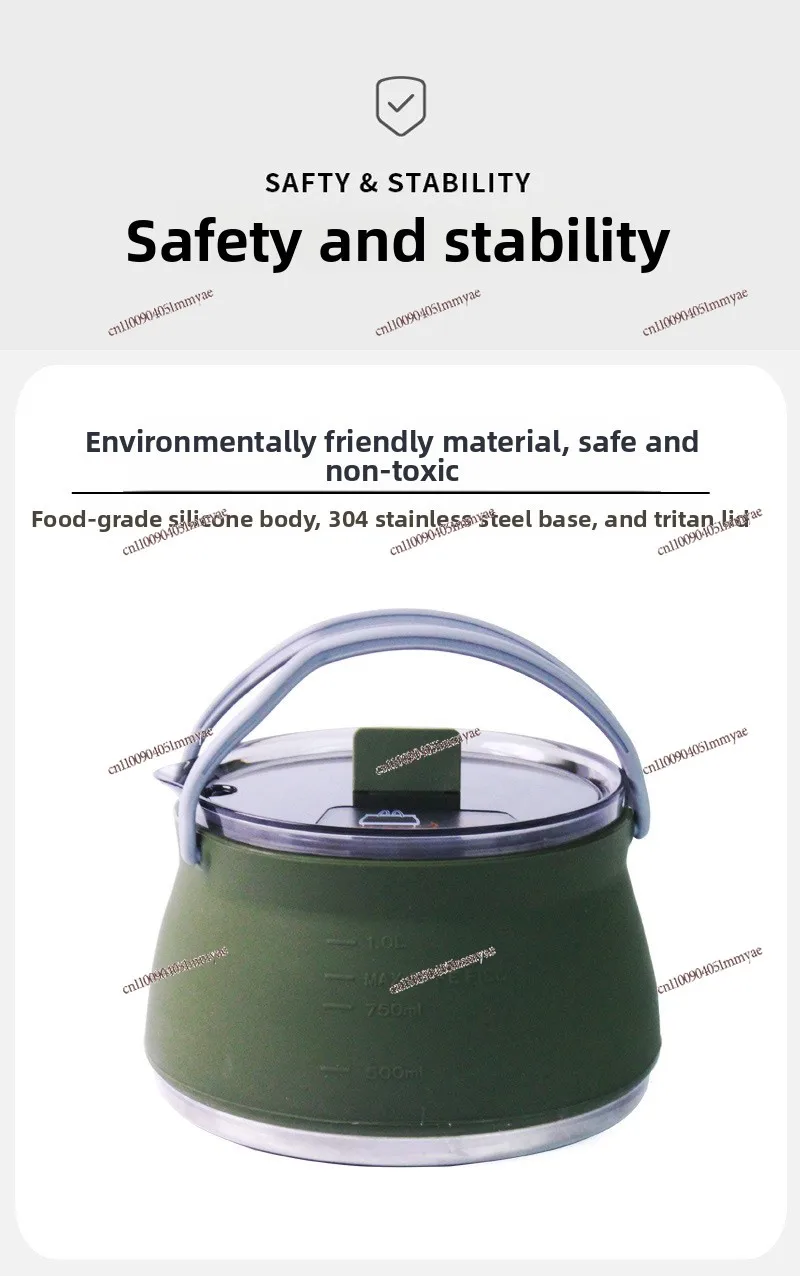 Outdoor American Silicone Folding Kettle Portable Camping Open Fire Coffee Making Tea Cassette Stove Cooking Portable Pot
