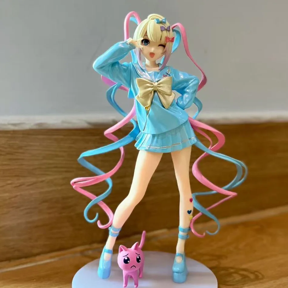 Needy Girl Overdose Anime-Figur mit Katze Actionfiguren Virtual Uploader PVC-Sammlungsmodell Ornamente Spielzeug Geburtstagsgeschenke