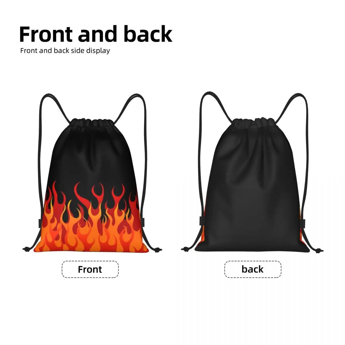 Custom Hot Fire Red Flames Drawstring Bag para Treinamento, Mochilas de Yoga, Estética Pop Art Sports Gym Sackpack, Homens e Mulheres