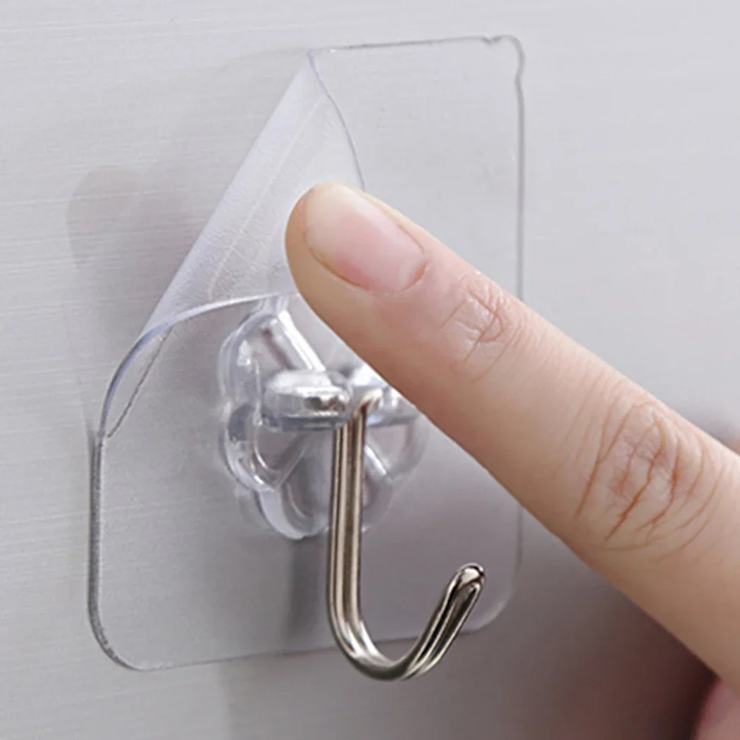 1*Transparent Strong Sticky Wall Hanging Nail-free Hook Kitchen Bathroom Transparent Hook Suction Cups Storage Wall Holder