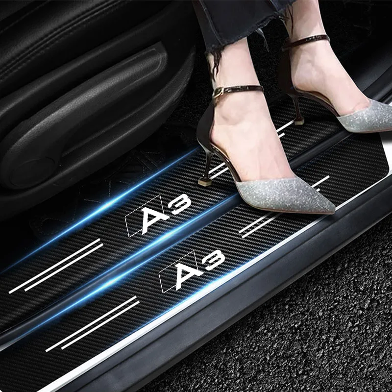 Senior sense Carbon Fiber Car Sticker Auto Door Trunk Protective Strip Anti Scratch Decal For Audi A3 Car Accessories Anti-drity