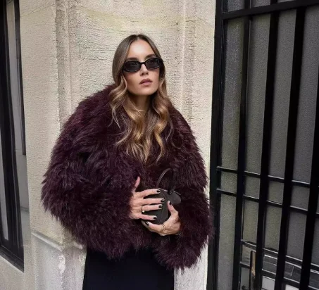 مزاجه المتضخم المرأة معطف الفرو البيئي التلبيب طوق كم كامل الشعر الطويل الإناث فرو المنك سترة دافئة سيدة معطف الفرو الاصطناعي #2