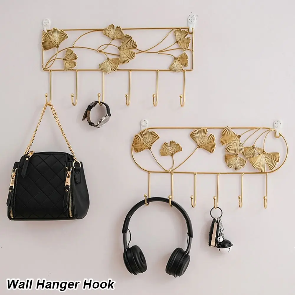 

1Pcs Durable Golden Leaf Shape Iron Hooks Firm Luxury Wall Hanger Nordic Style Hanging Storage Rack Home Organization Decor