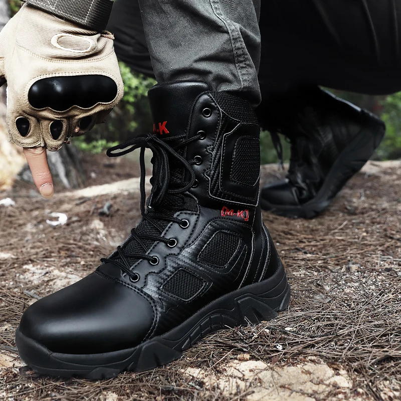 Men's Work Safety Shoes Steel Head Indestructible Work Boots Men Military Combat Boots Anti-Smashing Puncture-proof Safety Boots