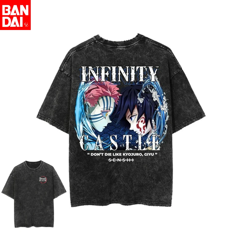 

Футболка Demon Slayer Gyutaro Kamado в винтажном стиле, унисекс, из хлопка, с коротким рукавом, 2026, повседневная уличная одежда, графические принты