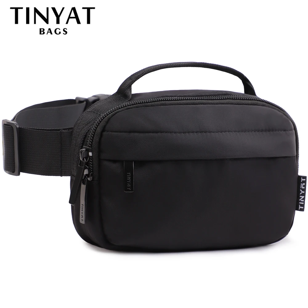 

TINYAT Waist Bag Men Phone Purse Money Travel Large Women Belt Pouch Waterproof Shoulder Black Fanny Pack Running Banana Bum Bag