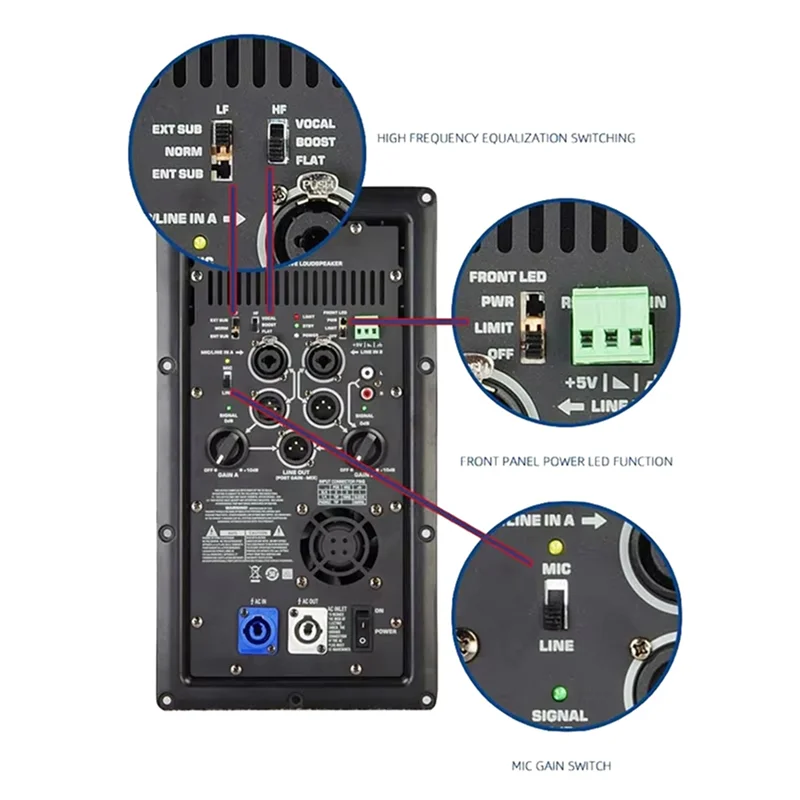 【USB-C Cable】2X K12A Professional Digital Power Amplifier Module 1000W Active Class D Power Amplifier Broad