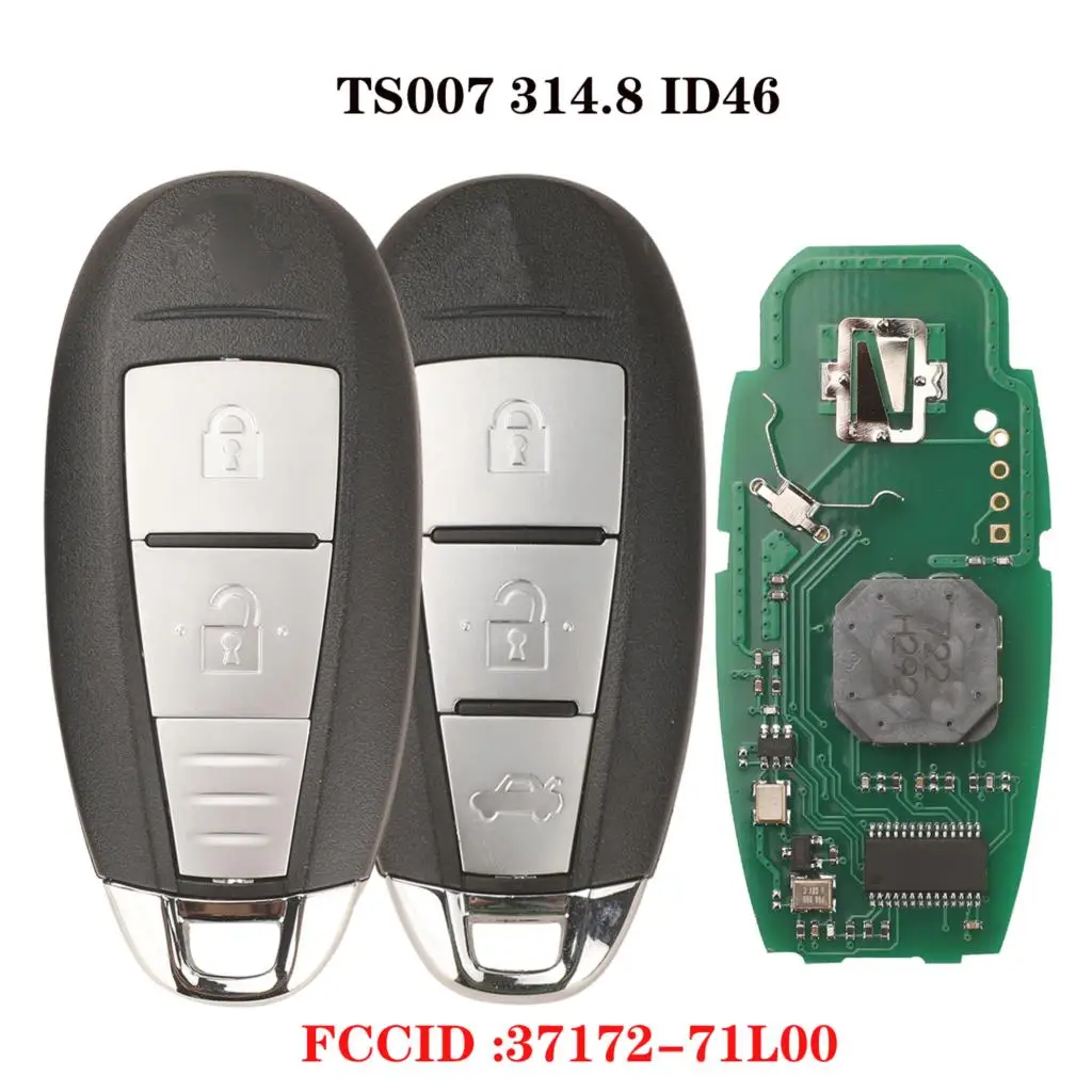 jingyuqin 2/3 Buttons Replace Smart Car Key For Suzuki Swift(2010 +) (Japanspec) 37172-71L00 TS007 314.8Mhz ID46 HITAG2