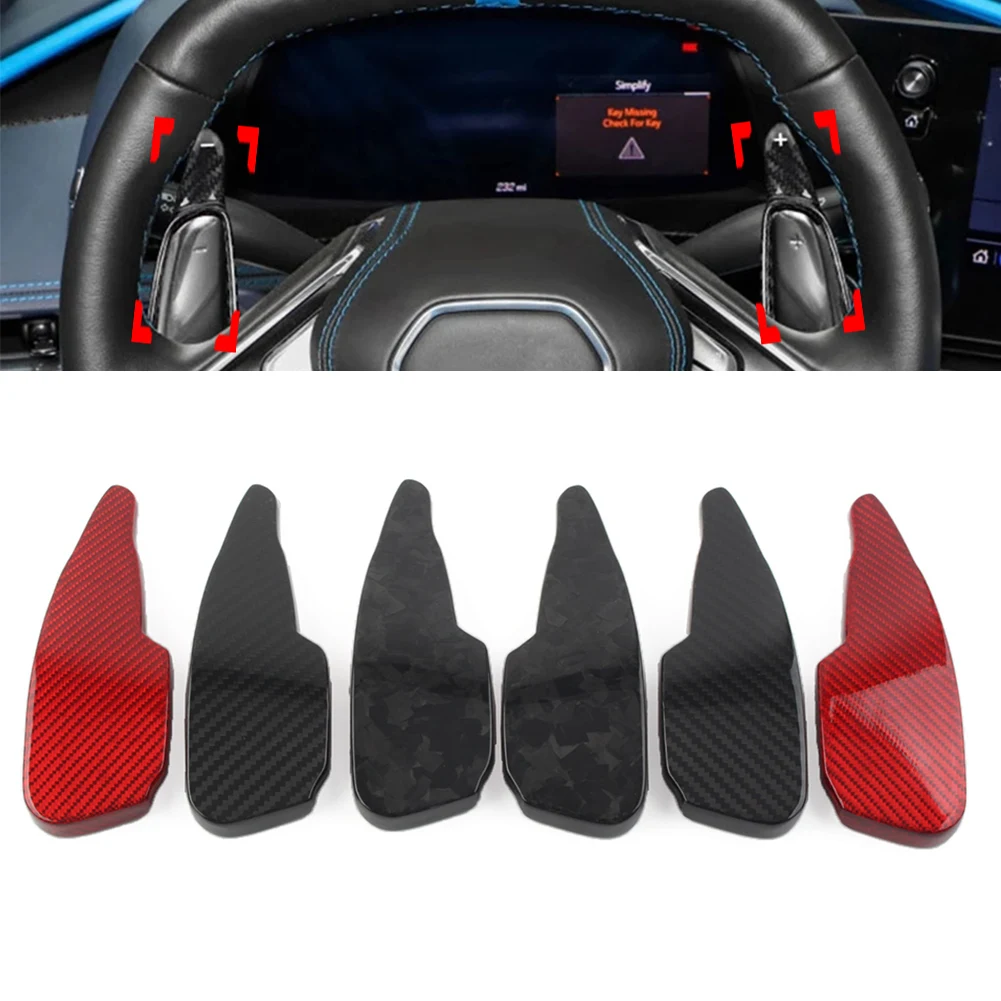 1 Pair Real Carbon Fiber Car Steering Wheel Shift Paddle Extension Shifter For Chevrolet Corvette C8 2020 2021 2022