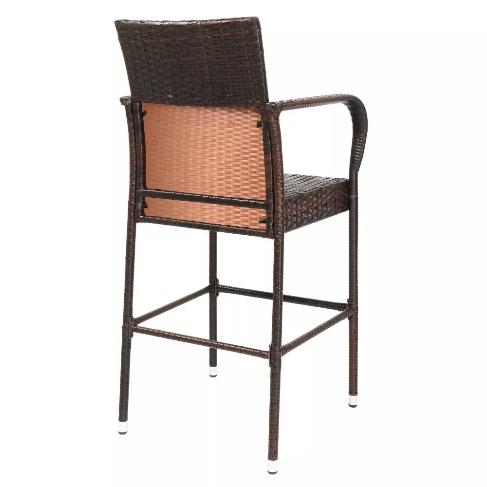 2PC buitenbarkrukken rotan barkruk rieten stoelen terrashoogte stoel met armen