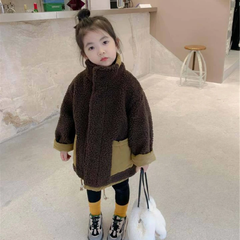 Children Clothes Autumn Winter Warm Coat Girls Double Sided Jacket Loose Casual Coat Fashion Patchwork Winter Clothes Girls Boys