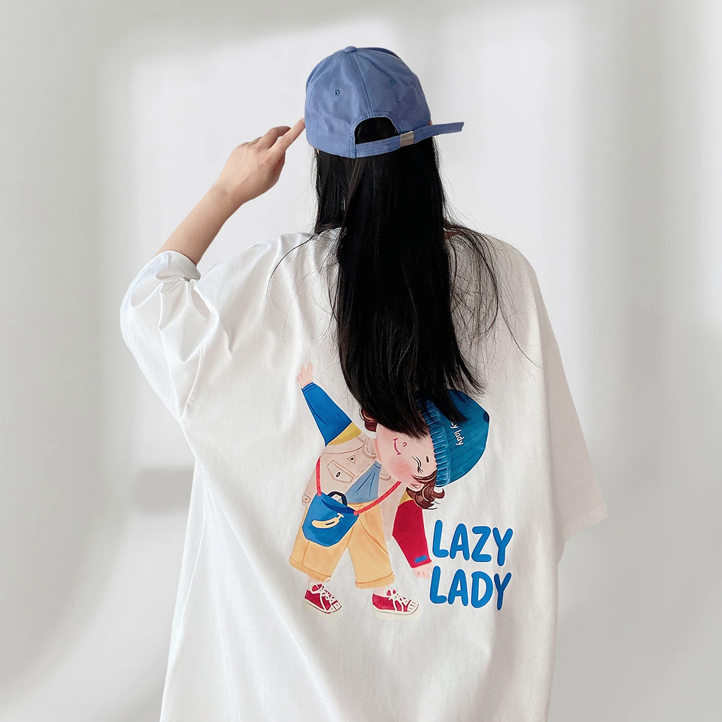 

Loose Oversize Women's T-shirt Short Sleeve Cover Butt Mid-Length Korean Style Cotton Casual Fashion Summer Top