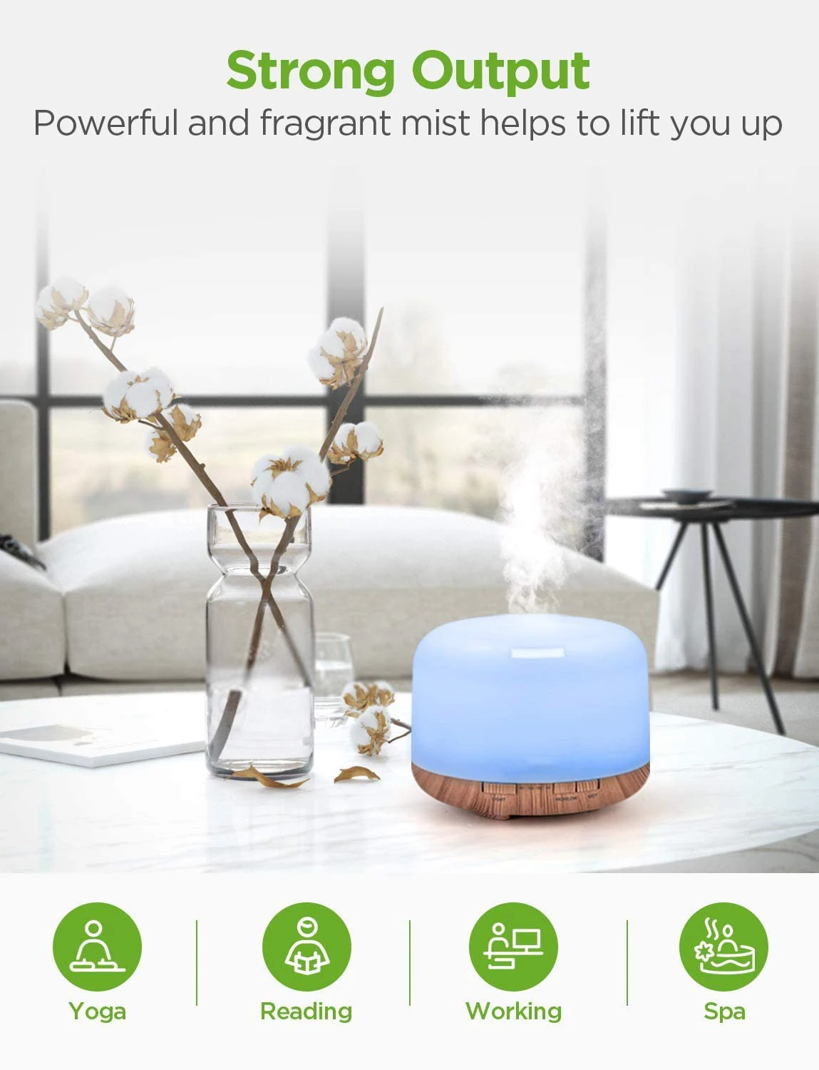 500Ml Scent Diffuser Ultrasonic Air Humidifier Atomization Essential Oil Diffuser Quiet Operation For Living Room And Office