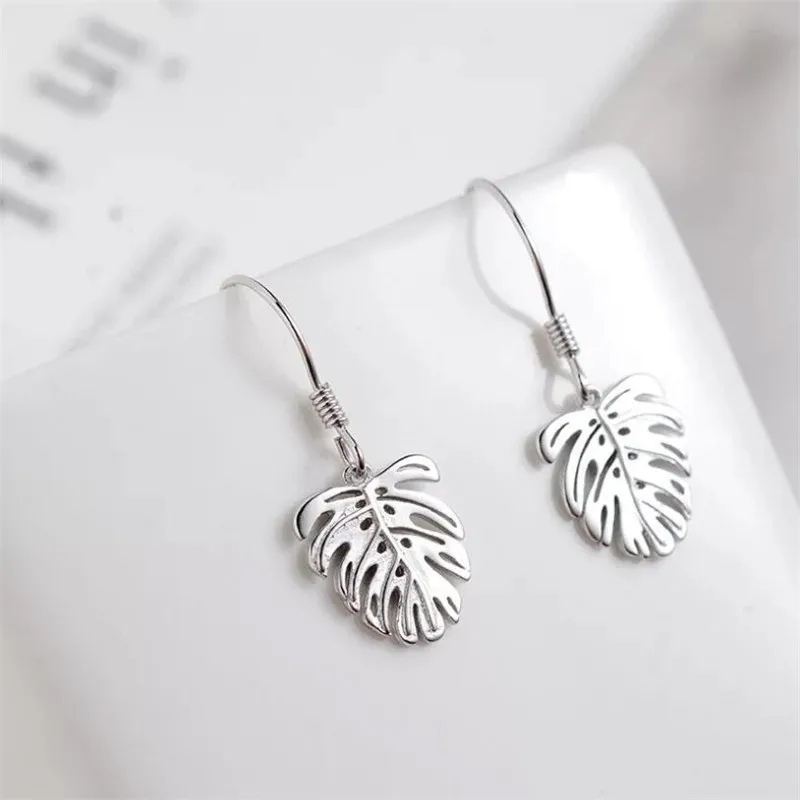 Neue Persönliche Bananenblatt-Ohrringe aus 925 Sterling Silber, Elegante Blatt-Ohrringe E224