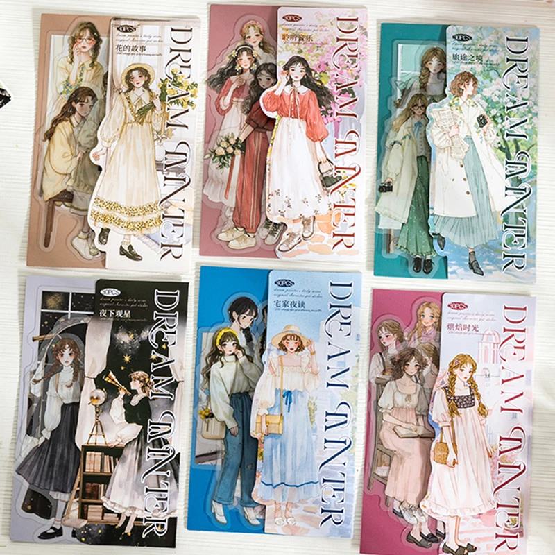90pcs/bag Professional Character Theme PET Stickers Handbook Material Collage DIY Scrapbook Envelope Postcard Greeting Card