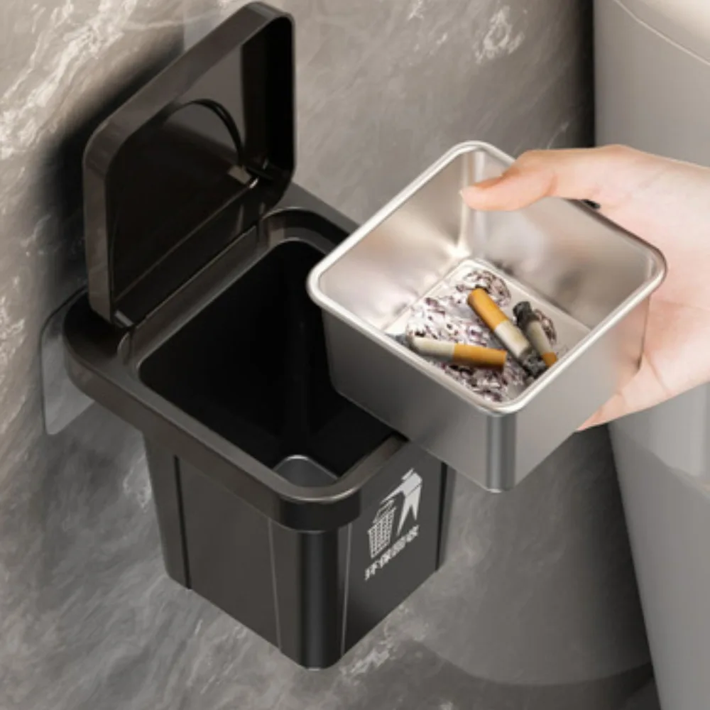 Wall Mounted Ashtray Bathroom Wall Hanging Notch Home Trash Can Ashtray Multi Scenario Apply Personality Anti-Fly Ash Ashtrays