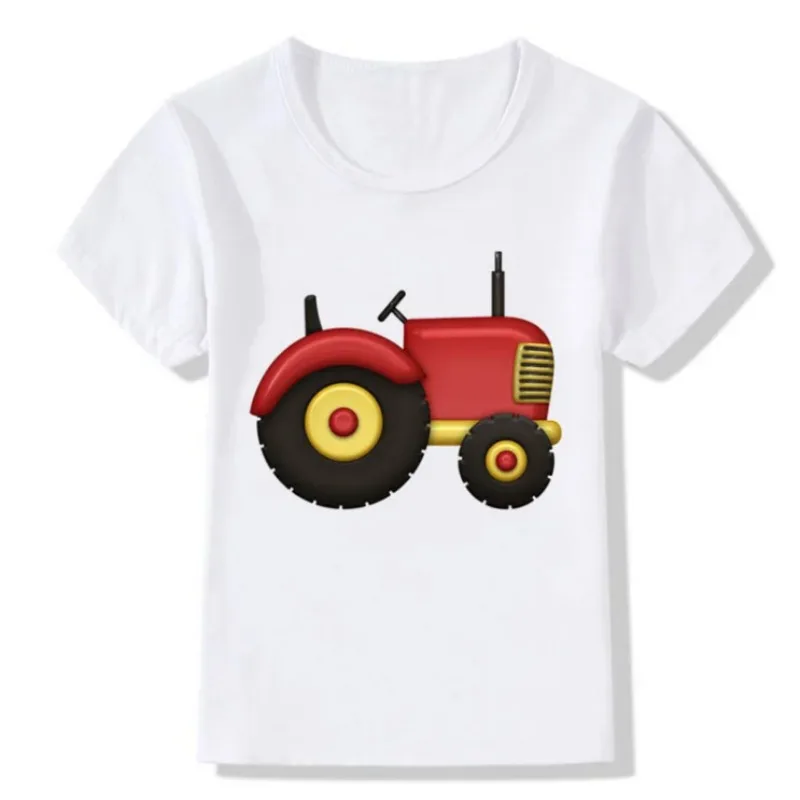 Cute Driving A Cow Children Funny T-Shirts Summer Girls Boys Short Sleeve T-shirt Tops Clothes