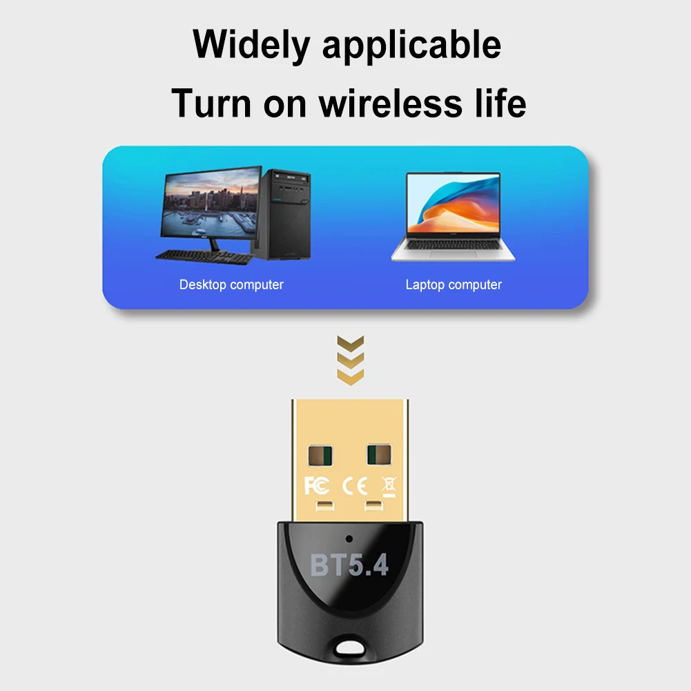 USB Bluetooth 5.4 Adapter Transmitter Receiver Driver Free Wireless BT 5.4 Dongle Adapter for PC Computer Wireless Speaker