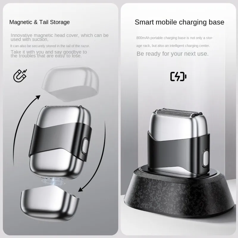 YCOC-Triple-Head Reciprocating Mini Electric Shaver-Magnetic Design, Quick Charge, Fully Washable, Portable