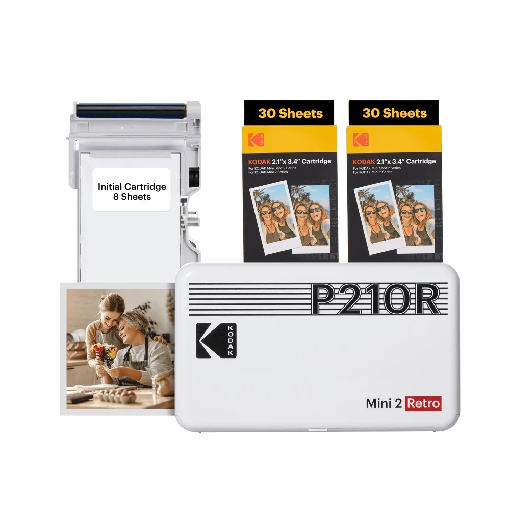 

Mini 2 Retro 4PASS Portable Photo Printer (2.1x3.4 inches) + 68 Sheets Bundle, White