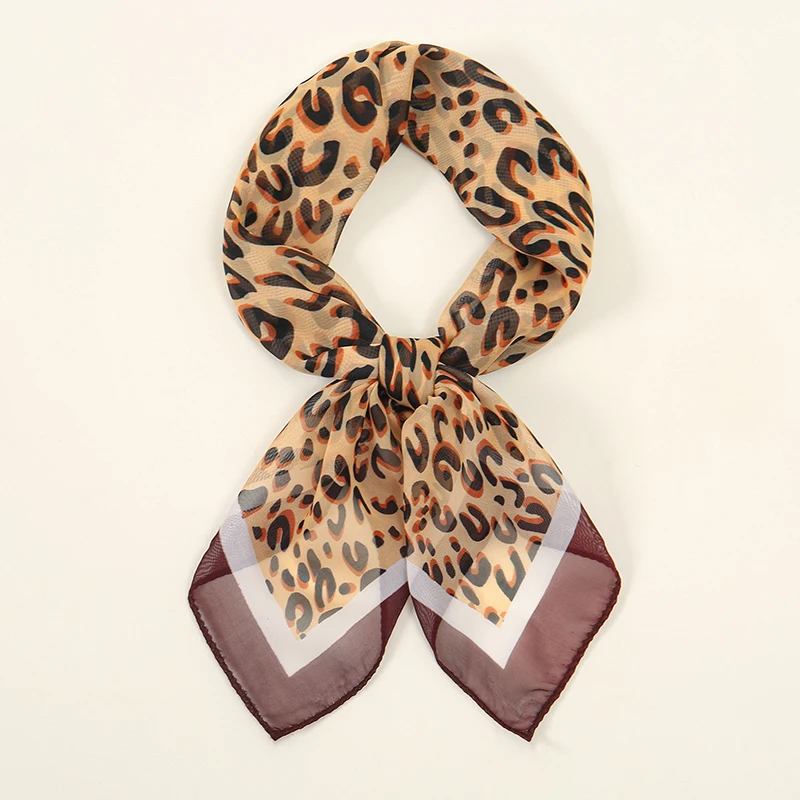 

Леопардовый дизайн 65 см квадратный женский шелковый шарф шаль элегантный платок повязки хиджабы шифоновый хиджаб вентилируемые шарфы