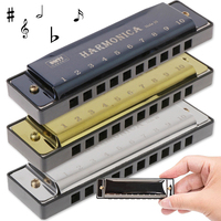 3 Colors Available 10-Holes Metal Harmonica with Storage Box Half Scale Musical Instruments Professional Performance Harmonica