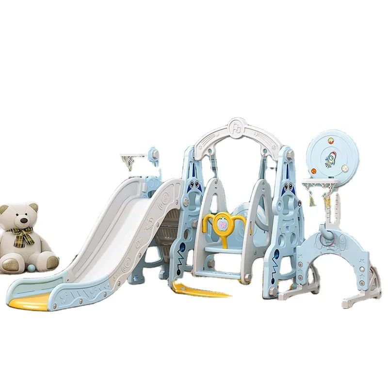 Multi functional 6 in 1 plastic  Swing Slide  combination toys indoor playground recreation equipment for kids