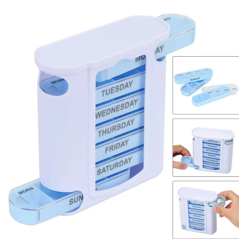 7 Day Week Pill Box Organizer Tablet Holder Medicine Tablet Drug Holder Storage Box Pillbox Case Organizer Container Kit Drugs