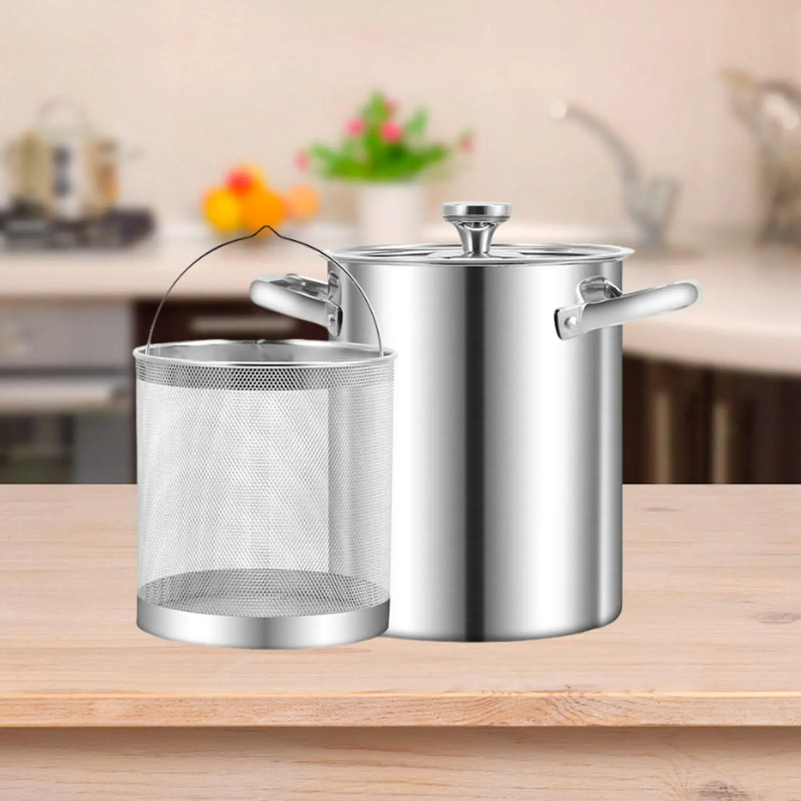 

Глубокая сковорода Сковорода с корзиной и крышкой Маленькая кастрюля для макарон