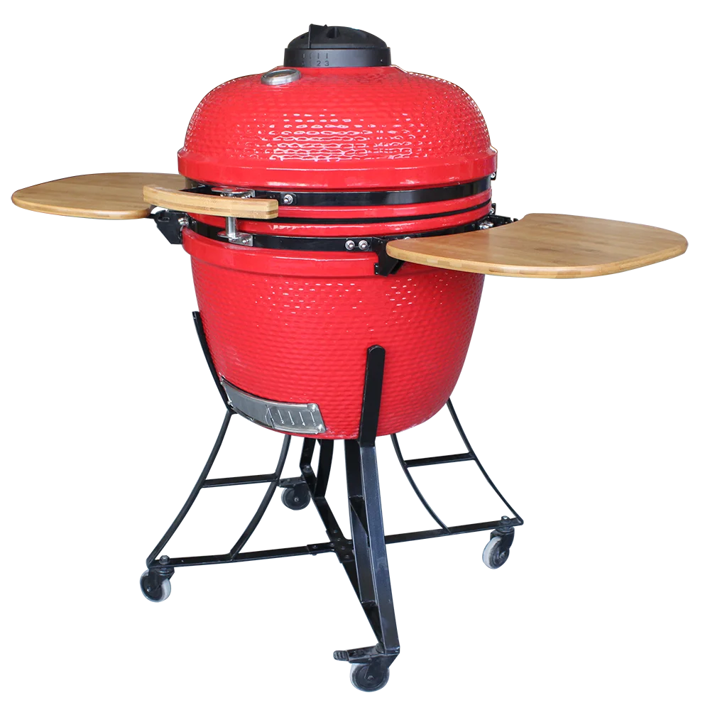 AUPLEX 24 Inch Ceramic Kamado Barbeque Grill Carbon Clay  Smokeless Party Low Slow Searing Hot Flame Control Middle Size Outdoor