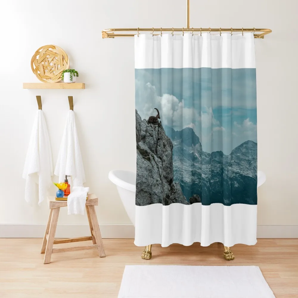 

Steinbocks in the Julian alps Shower Curtain Waterproof Shower Washable Waterproof Fabric Shower Bathroom Accessories Curtain