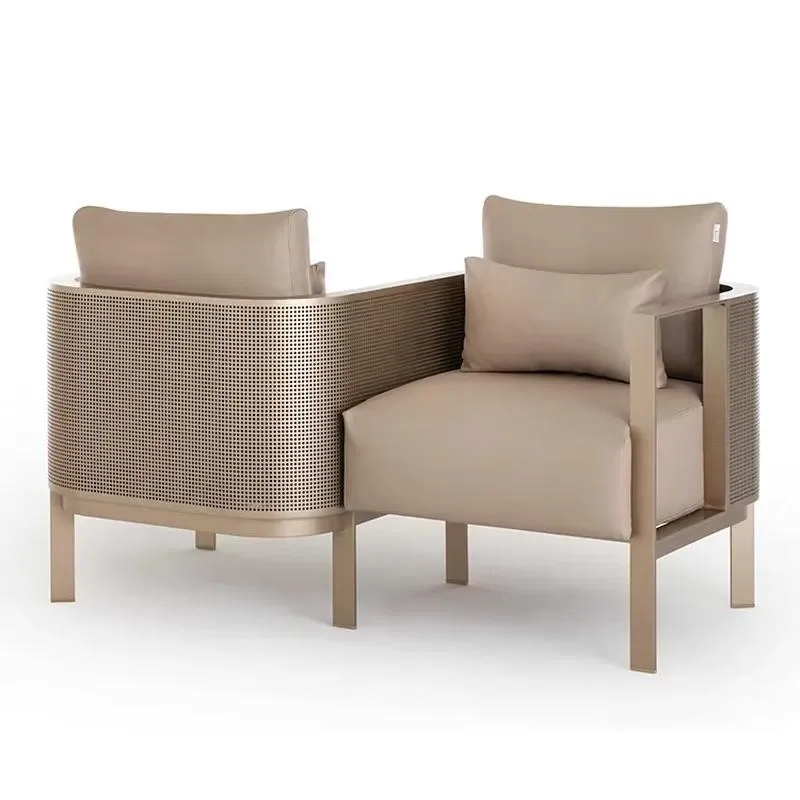 for Modern Nordic courtyard S-shaped design garden sofa waterproof villa hotel outdoor furniture stainless steel sofa chair