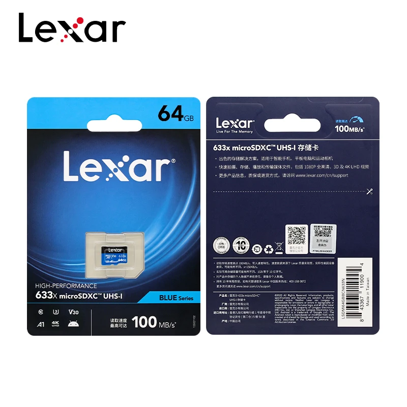 Original Lexar A1 Memory Card 32GB 64GB MicroSDHC MicroSDXC V10 U1 Lexar 633x Micro SD Card Flash 10pcs 25pcs Microsd For Phone