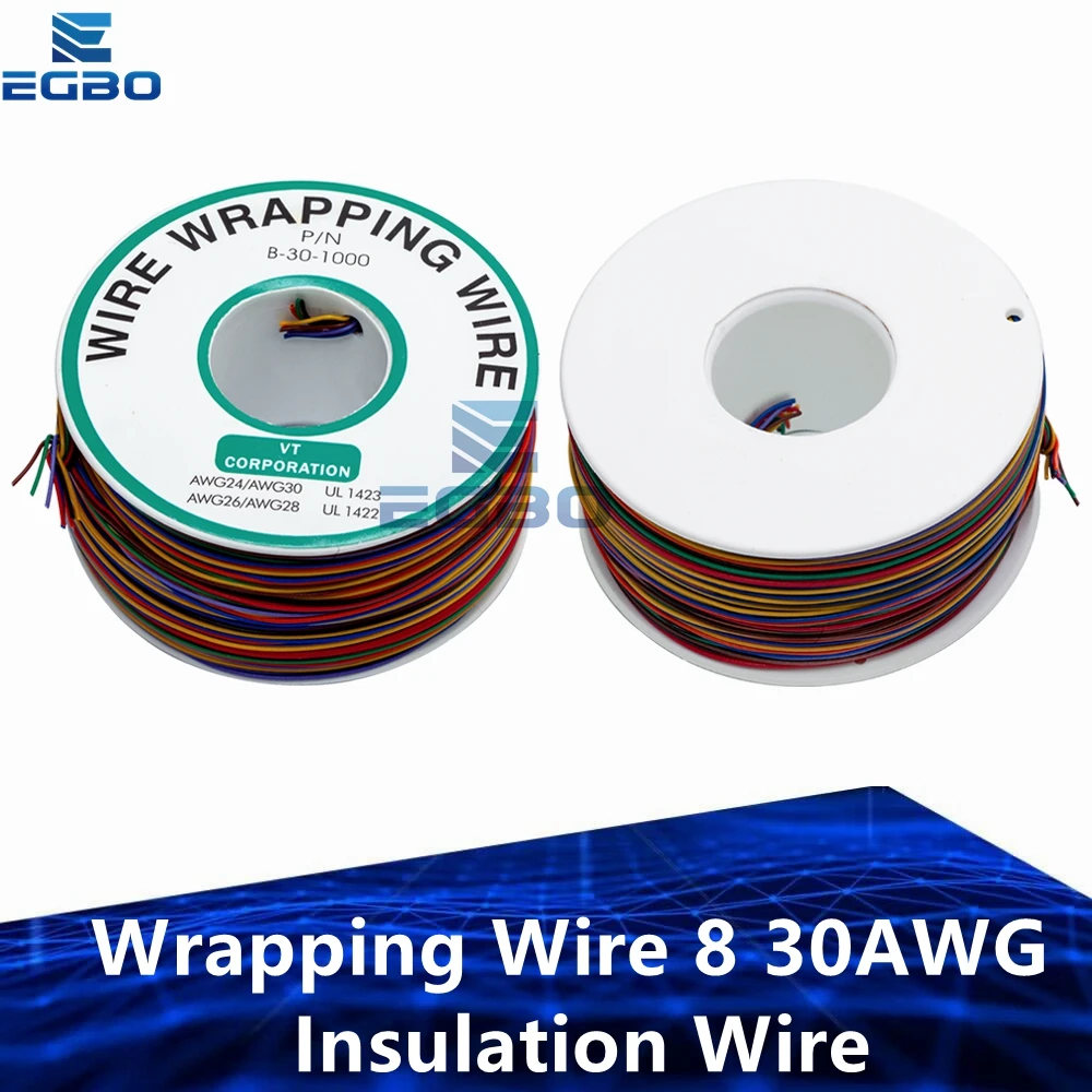 Wrapping Wire 8 30AWG Insulation Wire B-30-1000 UL1423 0.25mm Tinned Copper Solid PVC Cable Breadboard Jumper Wire Connector